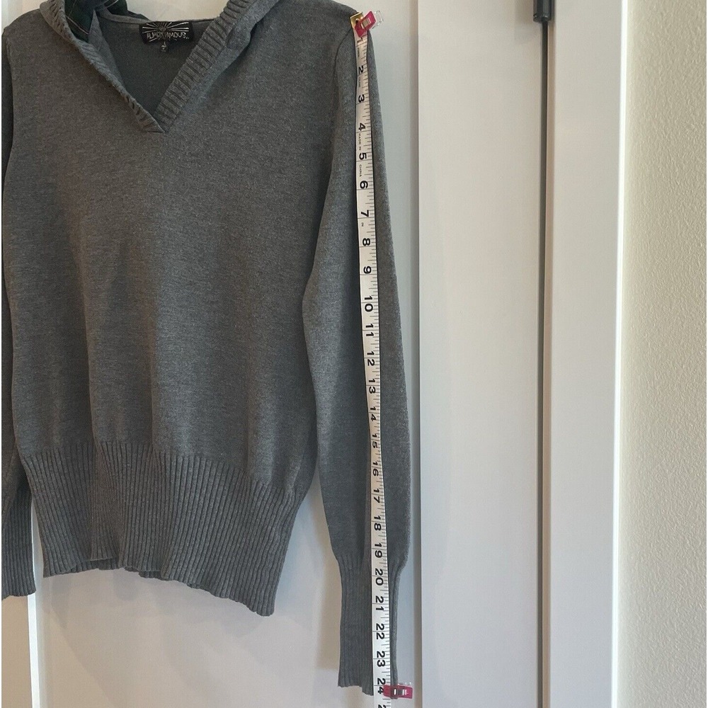 Womens Lightweight Hoodie Sweater Sweatshirt Gray Pullover Fisherwoman Boho L - Picture 6 of 11